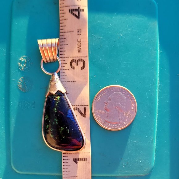 Amazing large azurmalachite Native American handmade 925 sterling silver pendant - Picture 10 of 16